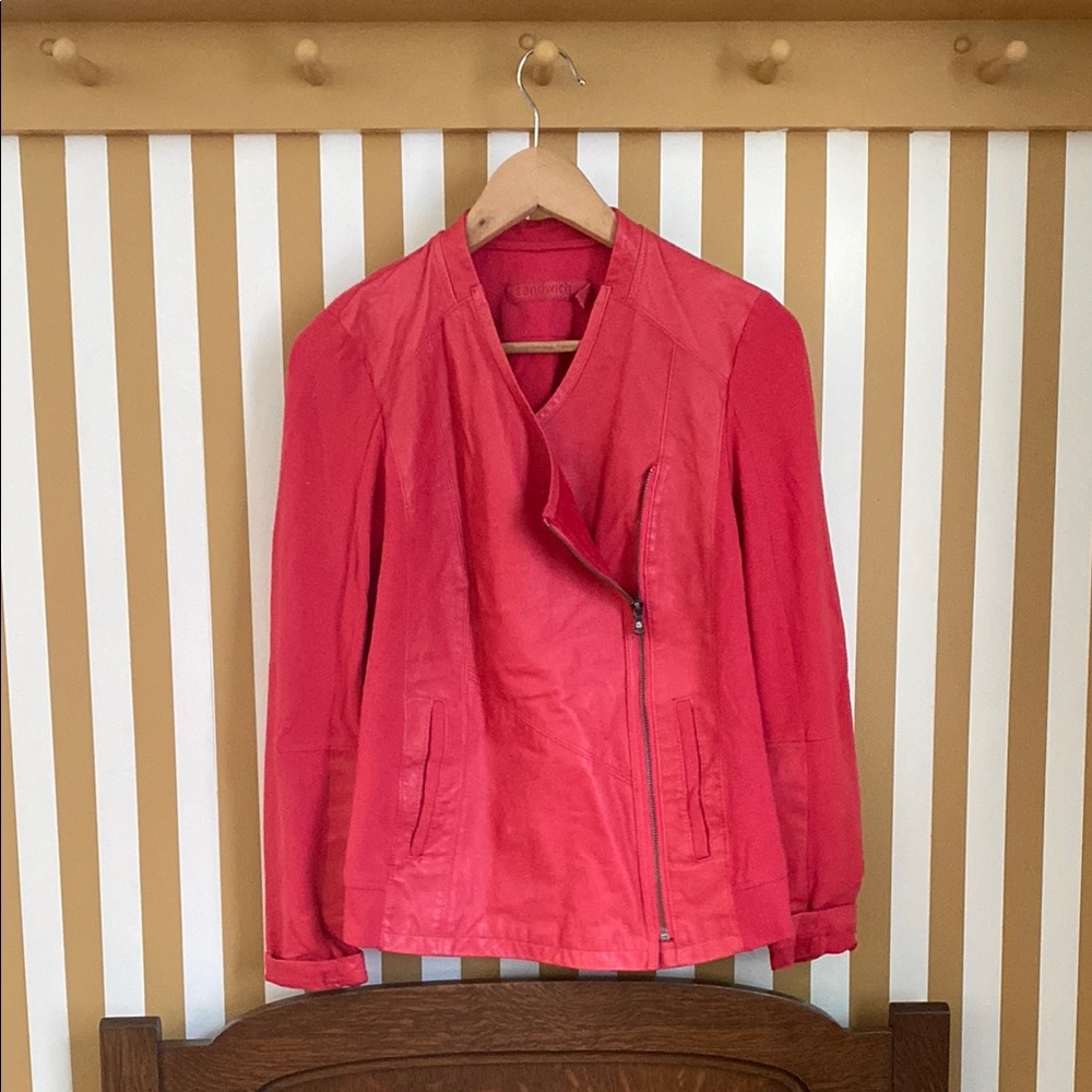 Sandwich Red Leather and Jersey Jacket